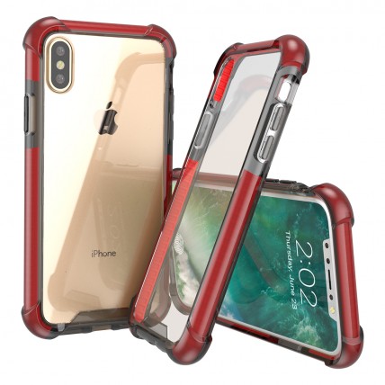 iPhone X Clear Case, iPhone 10 Clear Case  (Dark Red)